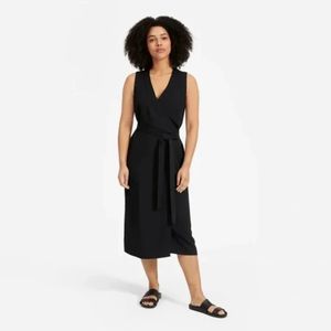 EVERLANE Black Japanese GoWeave Sleeveless Wrap Midi Dress Size 6